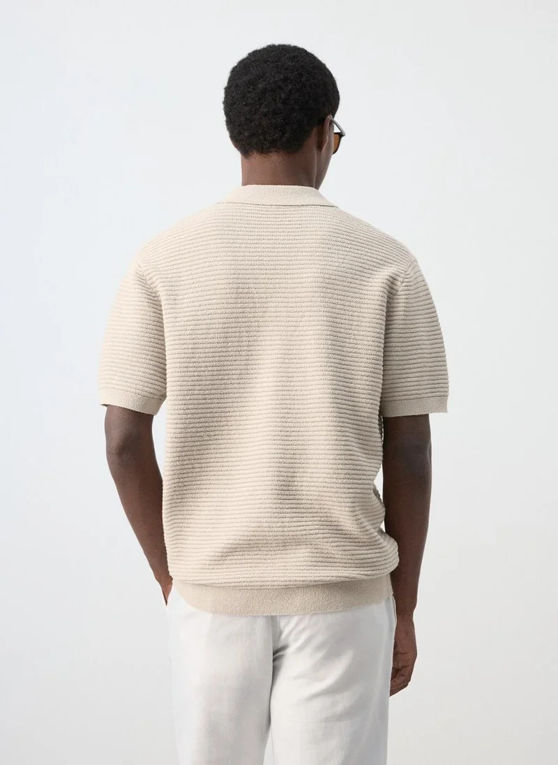 Mango Man Knit shirt with bowling collar