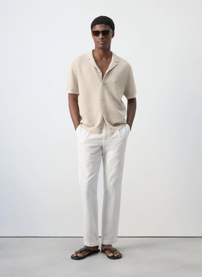 Mango Man  Knit shirt with bowling collar for Men | Best Price UAE