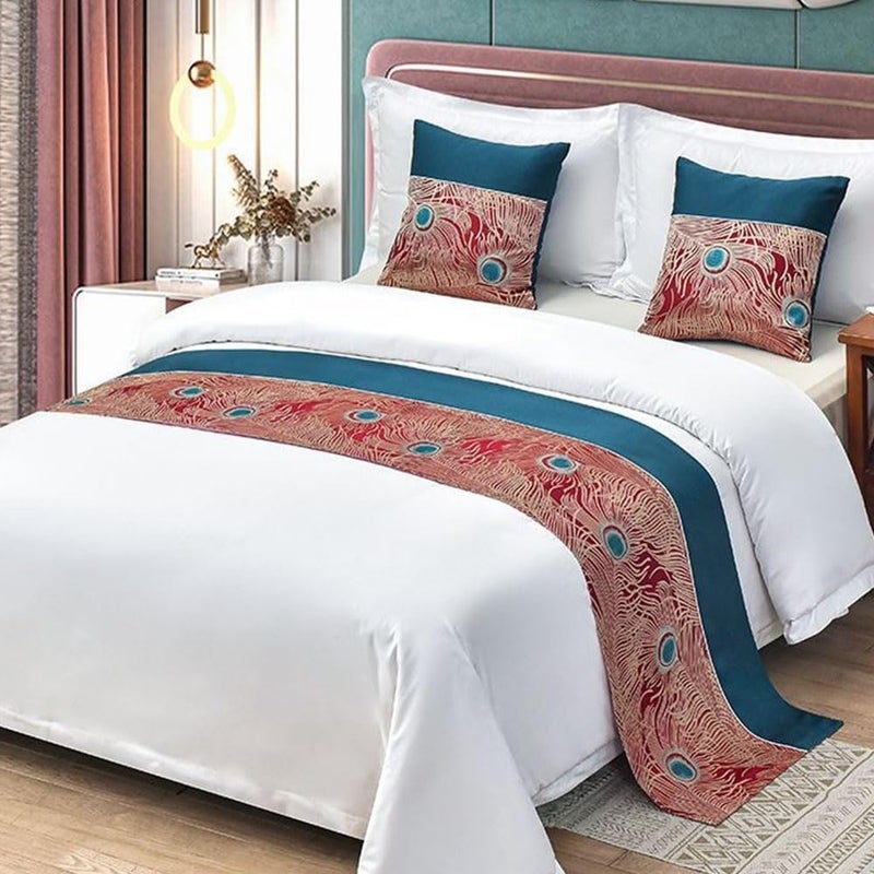 Floral, Bed Runner Multicolor Multiple Sizes for Hotel Guesthouse Wedding Room,Red-50 * 260cm for 2.0m Bed - Image 1