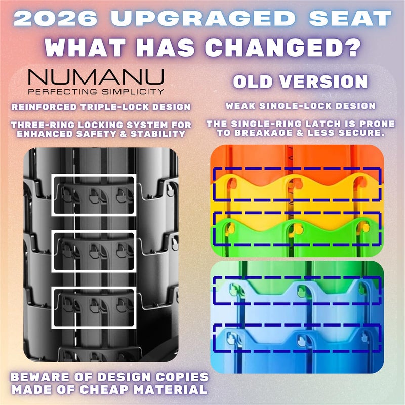 NUMANU كرسي قابل للطي مع وسادة NUMANU 2026 المحسن، سعة قصوى 620 رطل، ارتفاع قابل للتعديل من 2.5" إلى 18"، كرسي محمول قابل للطي للبالغين، مقعد تلسكوبي قابل للسحب أو مسند قدم - Image 3