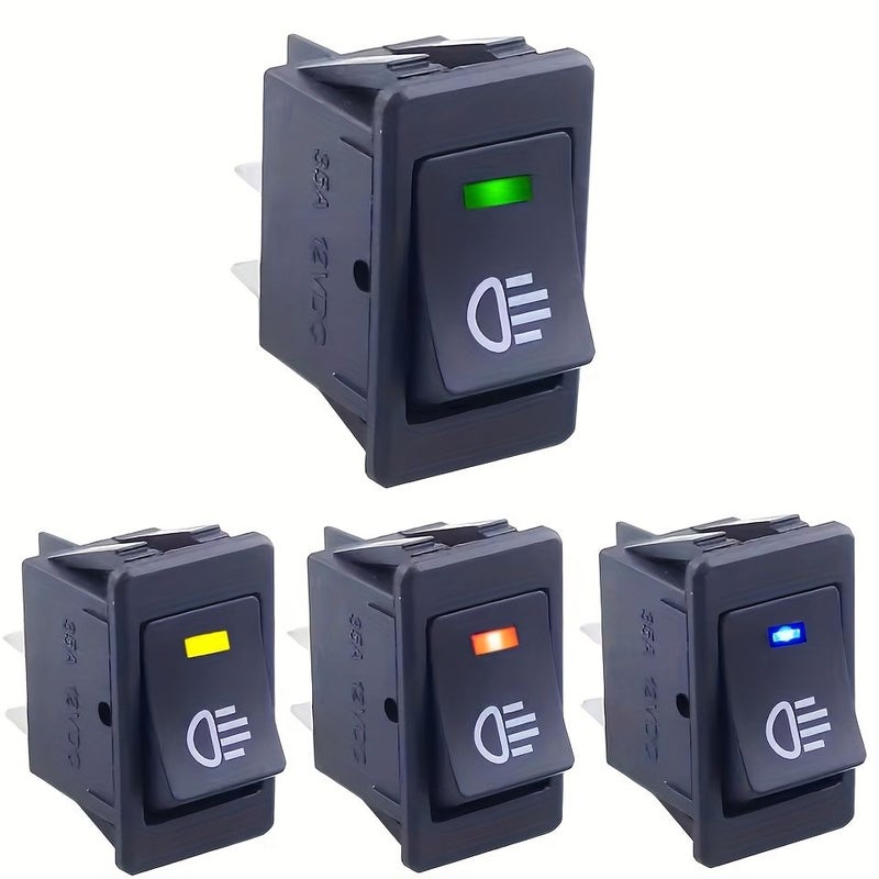 قطعتان من مفتاح الروكر الأحمر تشغيل إيقاف موضعين 4 أسنان LED 12V 35A زر تبديل لتعديل الإضافات الداخلية للسيارة - Image 1