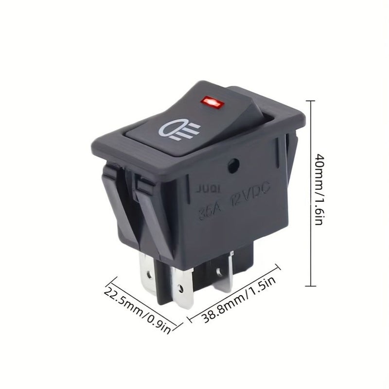 قطعتان من مفتاح الروكر الأحمر تشغيل إيقاف موضعين 4 أسنان LED 12V 35A زر تبديل لتعديل الإضافات الداخلية للسيارة - Image 2