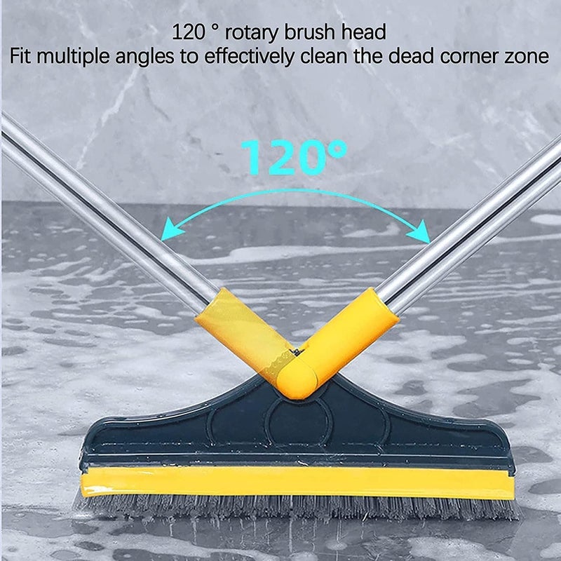 ATCAN 3in1 Bathroom Cleaning Brush with Wiper Long Handle 120 Rotate Toilet Brush VShaped Hard Bristle Tile Cleaner Bathroom Kitchen Floor Scrub MultiFunctional Cleaning Brush - Image 4