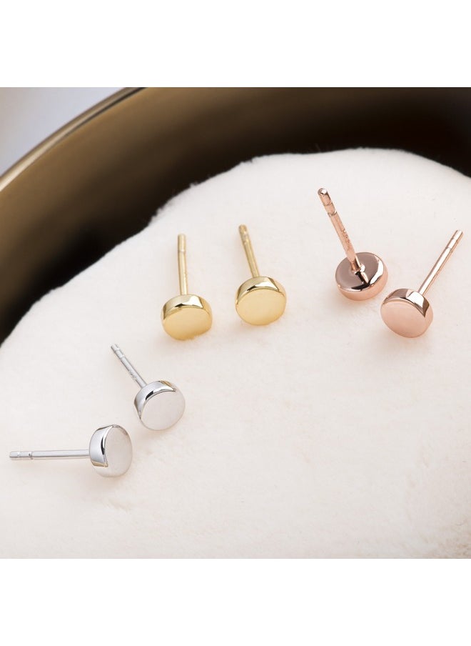 S.Leaf - Sterling Silver Stud Earrings For Women Gold Plated Tiny Dot I Bar I Heart Earrings Dainty Simple Earrings For Women (Coin_Gold) (D_Dot_Stud_Silver) - Image 1