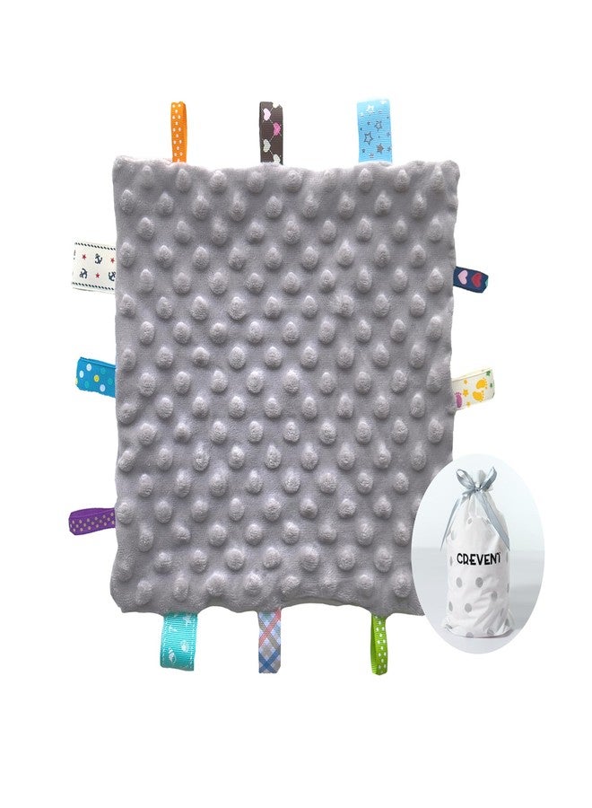 CREVENT Tag Security Blankets for Babies, Soft Small Loveys for Girls, Baby Comforter Sensory Blanket, Great Gifts for Birthday Baby Shower 10"X10" (Grey)
