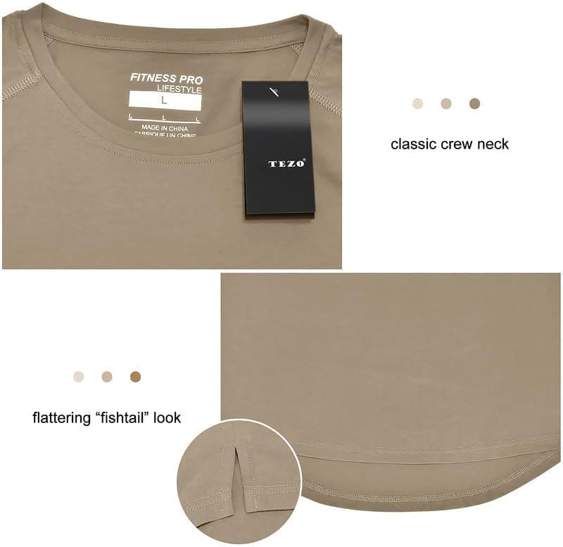 TEZO Mens Gym Workout Slim Fit Short Sleeve T-Shirt Cotton Performance Athletic Shirts Running Fitness Tee - Image 4