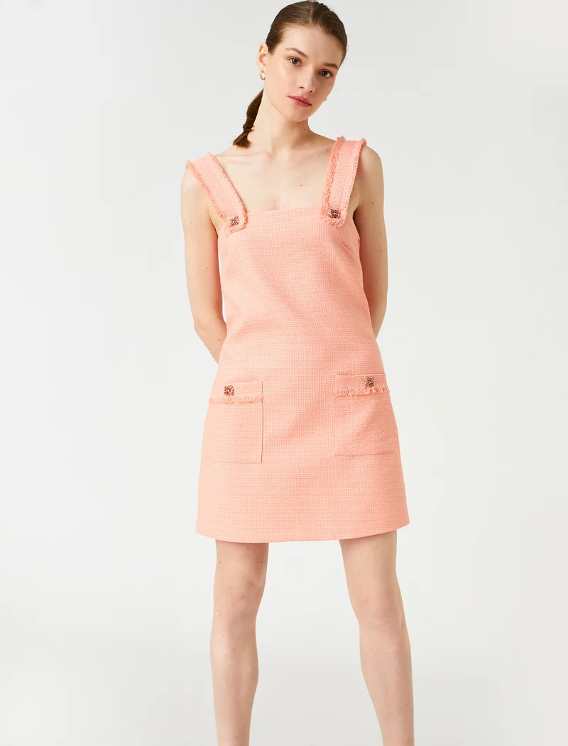 كوتون Mini Dress Strappy Pocket Jewel Detail