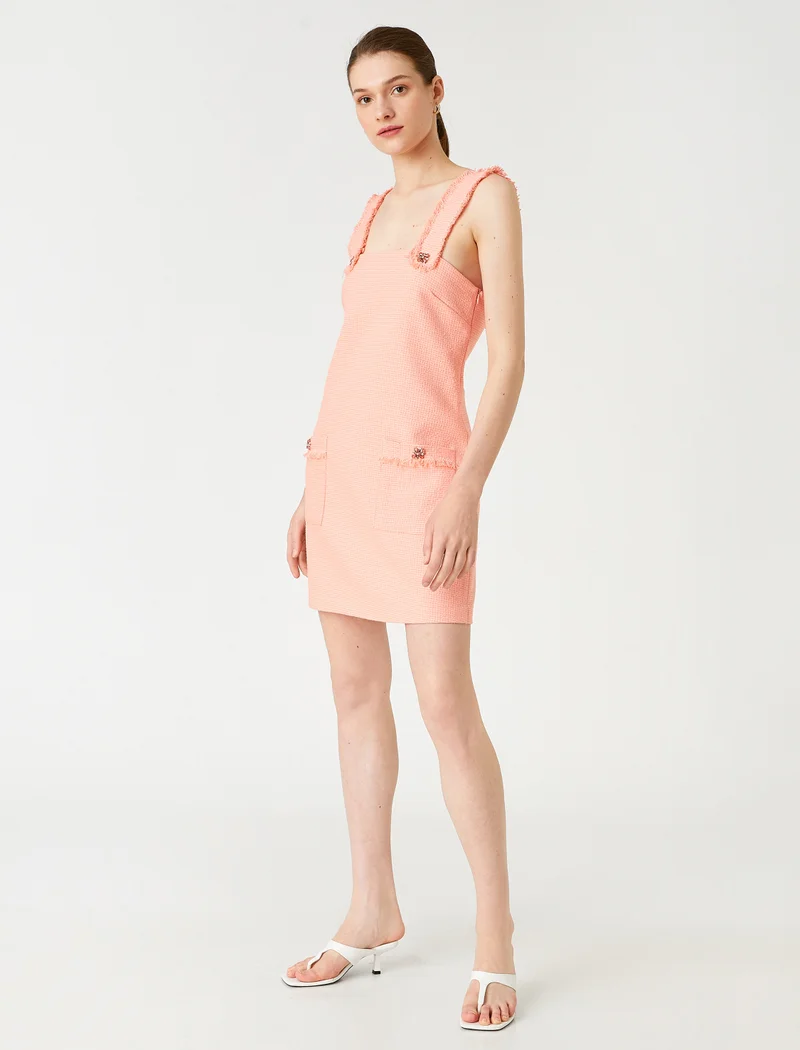 كوتون Mini Dress Strappy Pocket Jewel Detail