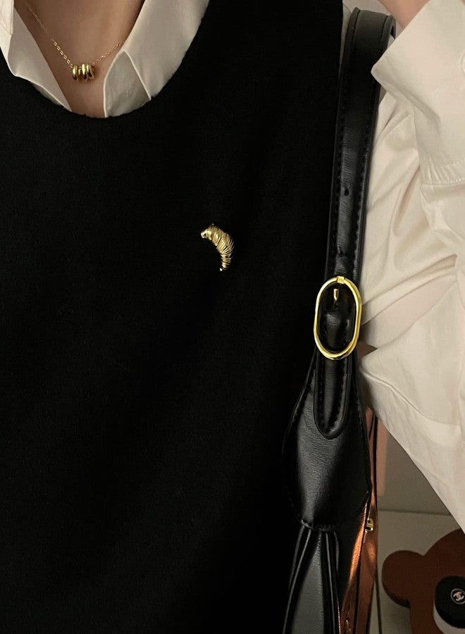 POYAMUSE Funny Croissant Brooch Pin - Trendy Croissant Brooch Accessory for Girls, Teens, Women, and Men-gold - Image 3