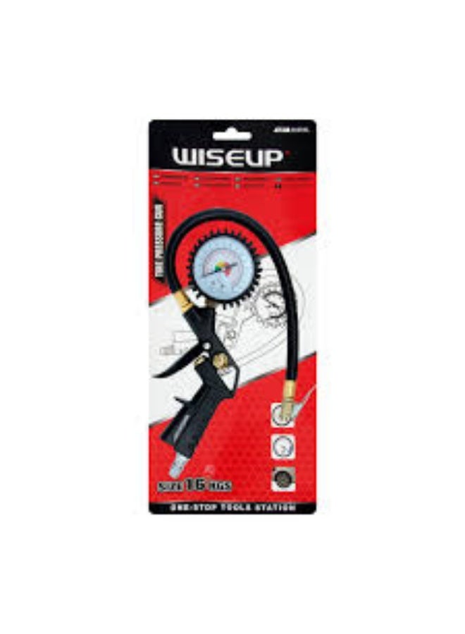 وايزأب مقياس ضغط الإطارات الاحترافي ومسدس النفخ من WISEUP مع خرطوم وصمام هواء - مانومتر للسيارات والدراجات النارية