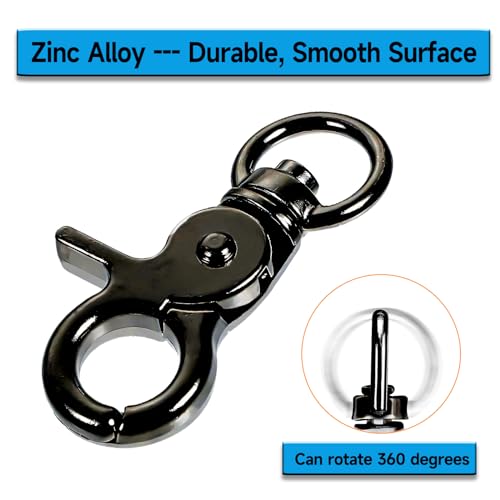 Autokcan 10PCS Trigger Snap Hooks 2.32'' x 0.82'' Zinc Alloy Black Swivel Snap Hooks Heavy Duty Metal Lanyard Clips Hardware for Dog Leash Purse Bag Clips Cages (10) - Image 2