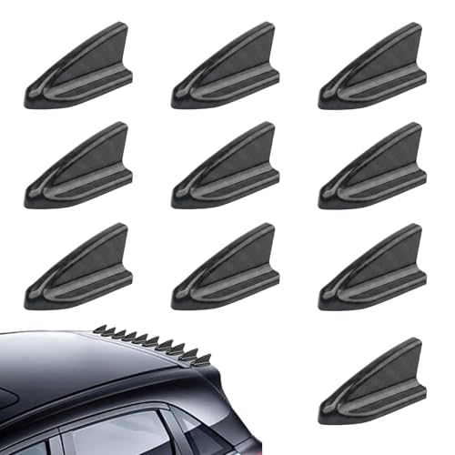 Dogary 10 PCS Car Diffuser Shark Fin Kit 3D Stereo Cool Carbon Fiber Roof Spoiler WaterProof Car Modified Air Vortex Generator for Roof Hood Universal Dummy Aerial for Decoration Black - Image 1