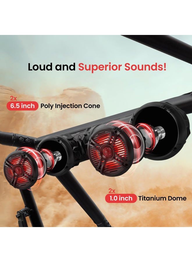 Pyle Bluetooth Speakers 800 Watt 6.5 Inch Amplified Sound System with Multi-Color LED Lights, Waterproof Marine Bluetooth Wireless Speakers with Weatherproof Design, Ideal for Outdoor and Vehicle Use - Image 4