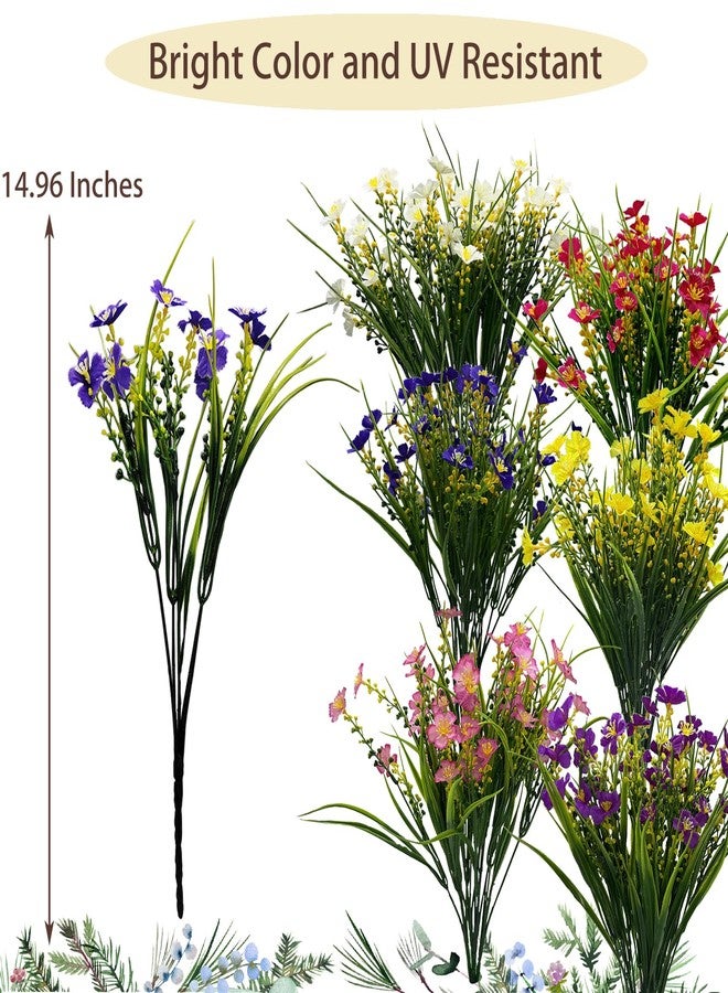 herfate Artificial Flowers 24 Bundles Lifelike UV Resistant Fake Plastic Flowers Indoor Outside Hanging Plants Mixed Colors Garden Home Office Decor - Image 2