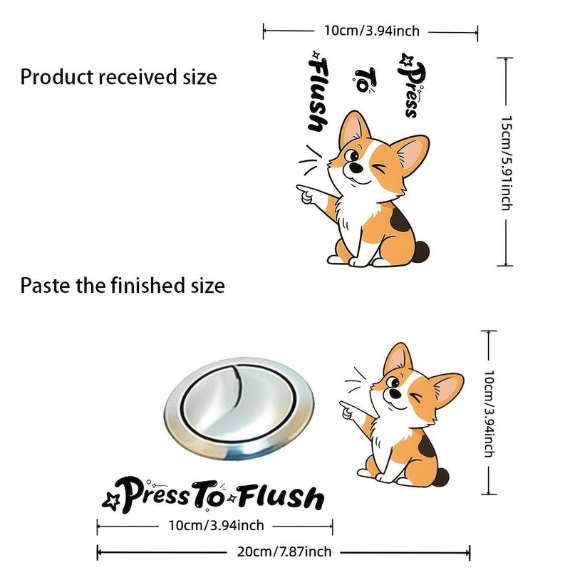 Creative Dog Toilet Sticker Press To Flussh Flush Reminder PVC Self Adhesive Reusable Decal - Image 3