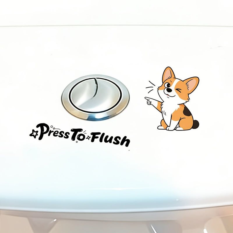 Creative Dog Toilet Sticker Press To Flussh Flush Reminder PVC Self Adhesive Reusable Decal - Image 4