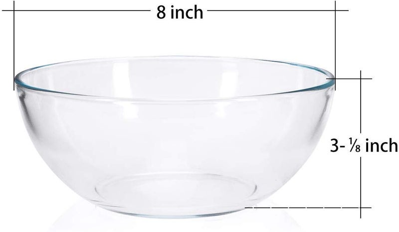 FOYO 8-inch Round Tempered Glass Bowl for Mixing Salad or Cereal, Set of 2 - Image 3