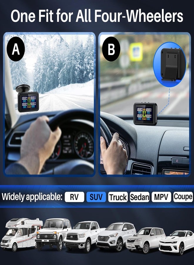 Tymate TM5 Tire Pressure Monitoring System - Large Colorful Screen TPMS, 5 Alert Modes with 4 External Sensors, Real-time Monitoring Tire Pressure&Temperature, 0-87 PSI Ideal for RV Trailer SUV Sedan - Image 5