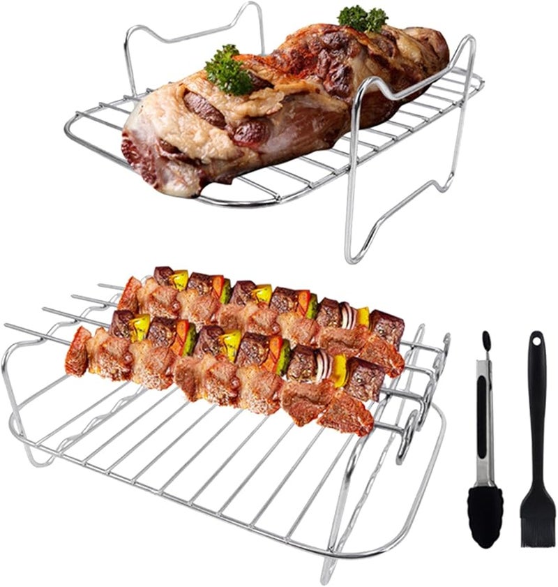 مجموعة من أربع قطع صينية فرن القلي الهوائي رف الخبز للتجفيف والتبريد والطهي والبخ والشواء - Image 2