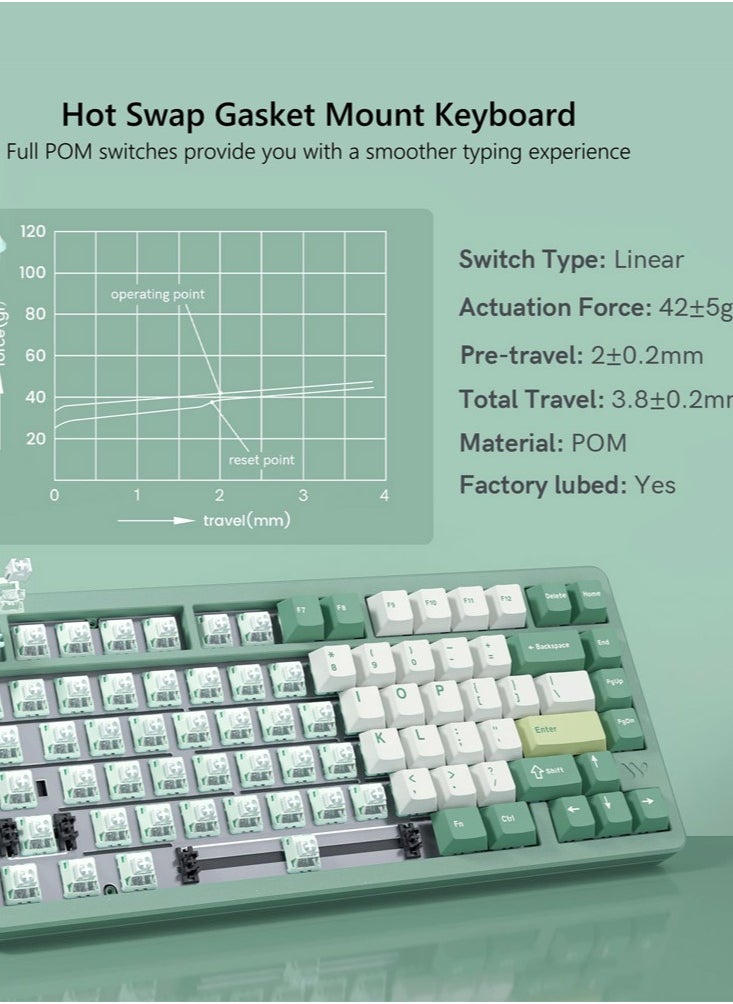 Womier - Womier SK75 75% Keyboard with Full Aluminum Wireless Mechanical Gaming Keyboard, VIA Custom Pre-lubed POM Switches RGB Creamy Gaming Keyboard, 3-Modes Gasket Hot Swappable, Green - Image 1
