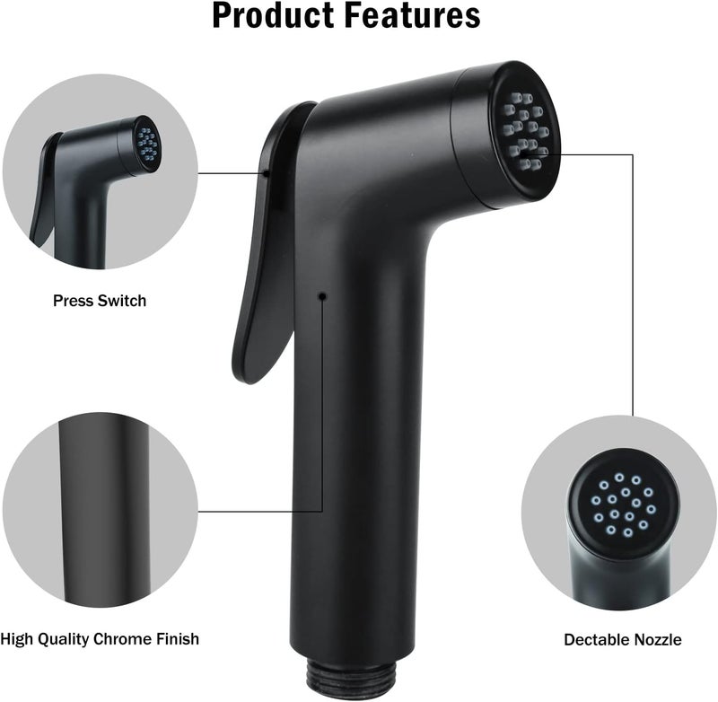 Jomoo Shattaf, Black Handheld Bidet Sprayer for Toilet with 1.2m Stainless Steel Hose, Self-Cleaning Shattaf Kit for Washroom and Bathroom - Image 2