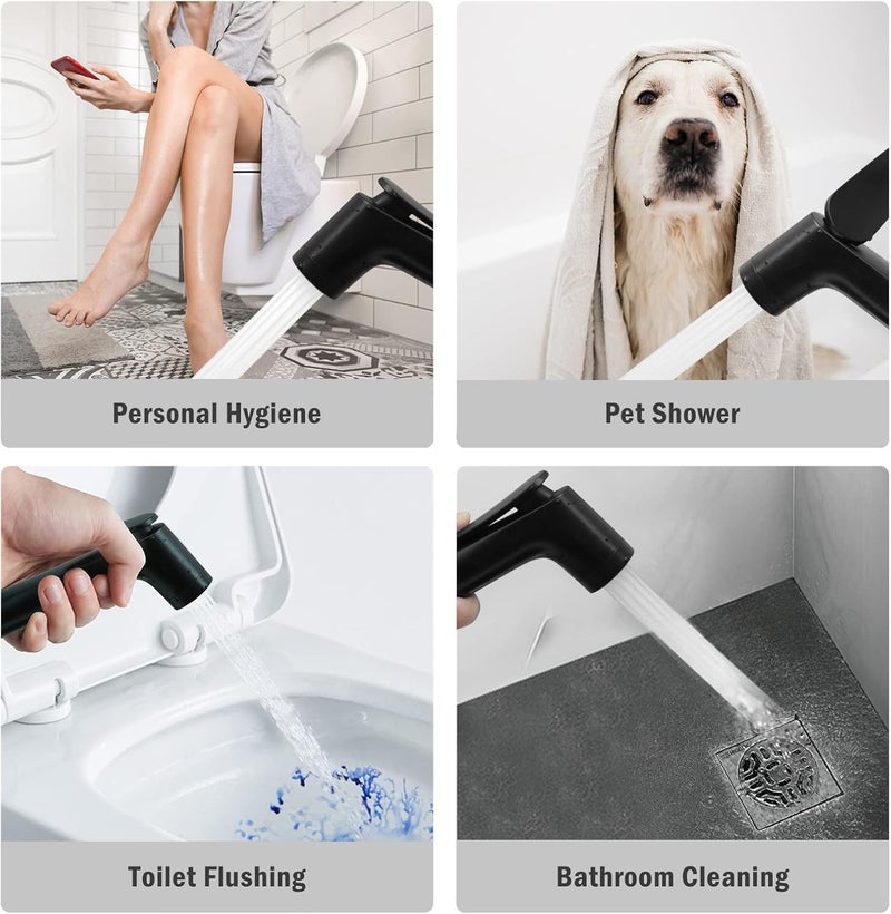 Jomoo Shattaf, Black Handheld Bidet Sprayer for Toilet with 1.2m Stainless Steel Hose, Self-Cleaning Shattaf Kit for Washroom and Bathroom - Image 4