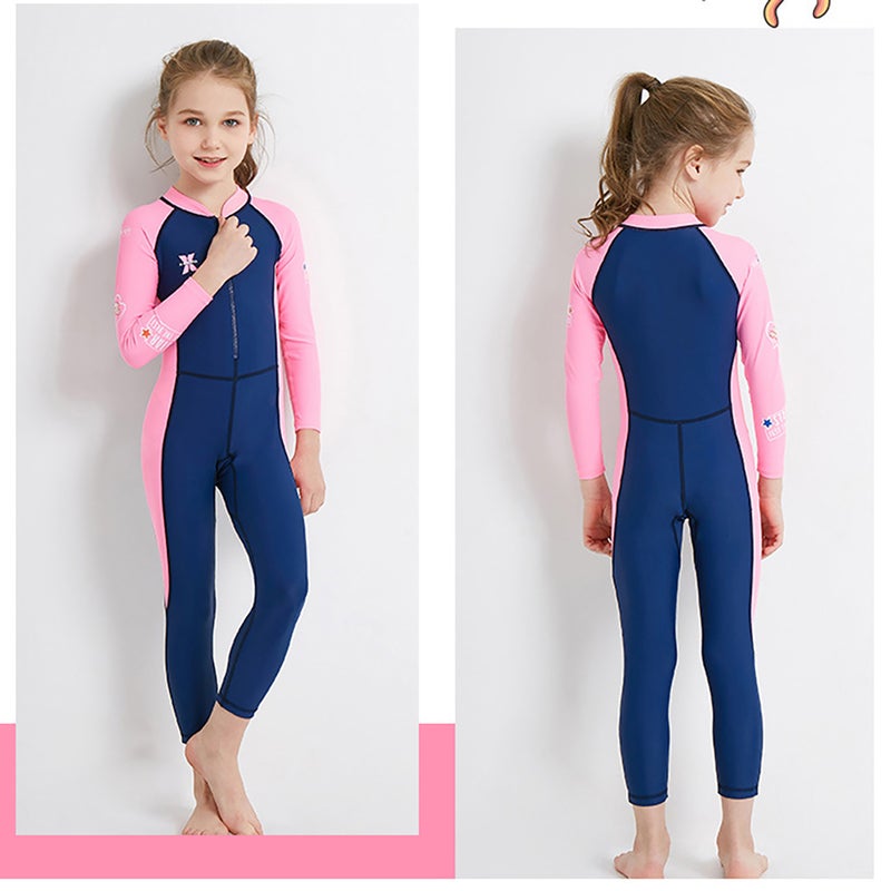 Kids Full Body Swimsuit Girls Boys Long Sleeve UV Protection Swimming Suit Front Zip Quick Dry Clothes - Image 2