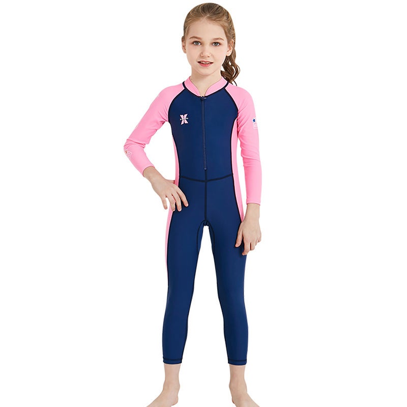 Kids Full Body Swimsuit Girls Boys Long Sleeve UV Protection Swimming Suit Front Zip Quick Dry Clothes - Image 5