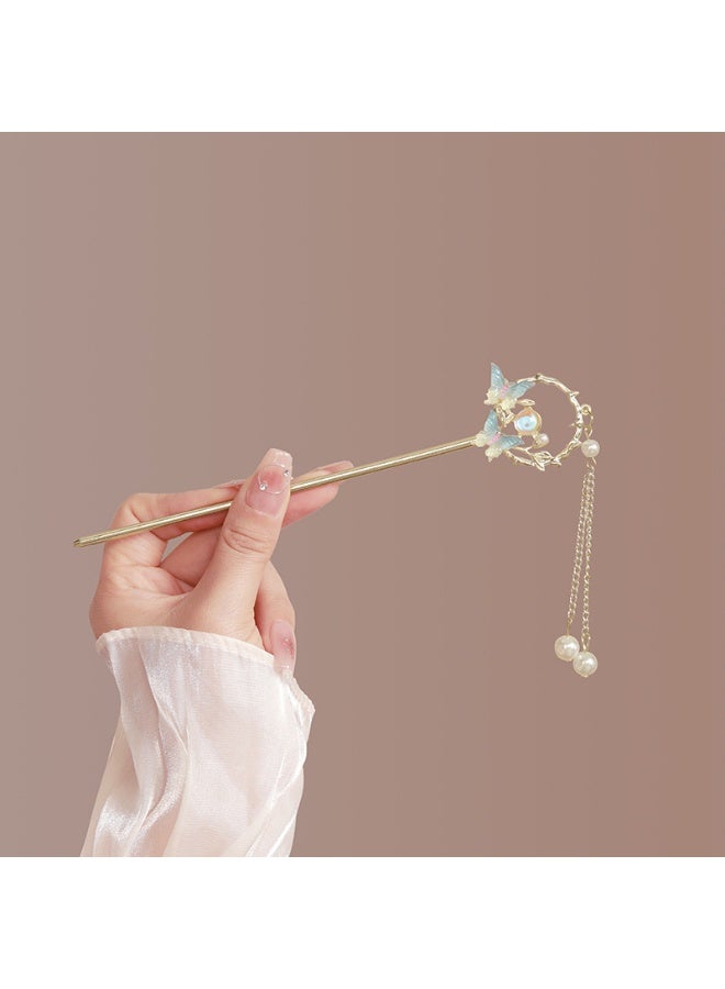 Vintage Floral or Butterfly Hairpin - Elegant New Chinese Style Hairpin for Women, Simple and High-End Hair Accessories for Hanfu Hairstyles