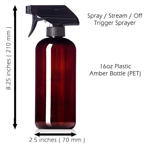 Aromine 16oz Amber Plastic Bottles with Black Trigger Sprayers, BPA Free PET Plastic (2 Pack) - Image 2