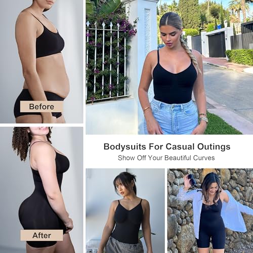 SHAPERX Women's Shapewear Bodysuit Tummy Control Body Shaper Seamless Sculpting Snatched Waist Body Suit,SZ5218-2-Black-4XL - Image 5