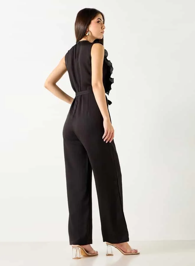 2Xtremz 2Xtremz Ruffle Detail Sleeveless Jumpsuit with Tie-Up Detail