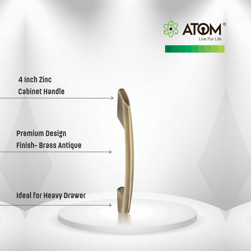 ATOM Atom 6 inches Zinc Cabinet Pull Handle Antique Finish Office Wardrobe Furniture Kitchen Drawer Push Bar 545 Pack of 6  - Image 2