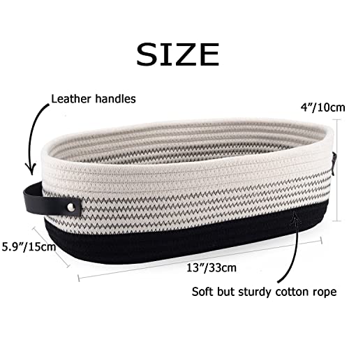 Oradrem Cotton Rope Toilet Basket Bathroom Decor Baskets, Toilet Paper Holder Basket, Farmhouse Home Decor Organizing Small Baskets 13"x5.9"x4" Black - Image 2