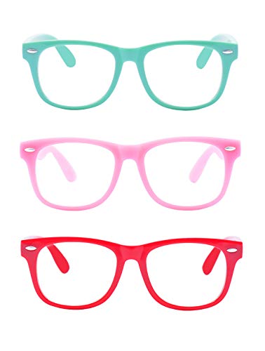 ALWAYSUV 3 Pack Children Kids Teens Blue Light Computer Glasses Transparent Lens Glasses 3-10 Ages Set2 - Image 2