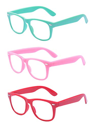 ALWAYSUV 3 Pack Children Kids Teens Blue Light Computer Glasses Transparent Lens Glasses 3-10 Ages Set2 - Image 1