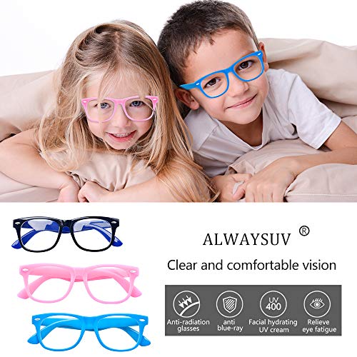 ALWAYSUV 3 Pack Children Kids Teens Blue Light Computer Glasses Transparent Lens Glasses 3-10 Ages Set2 - Image 4