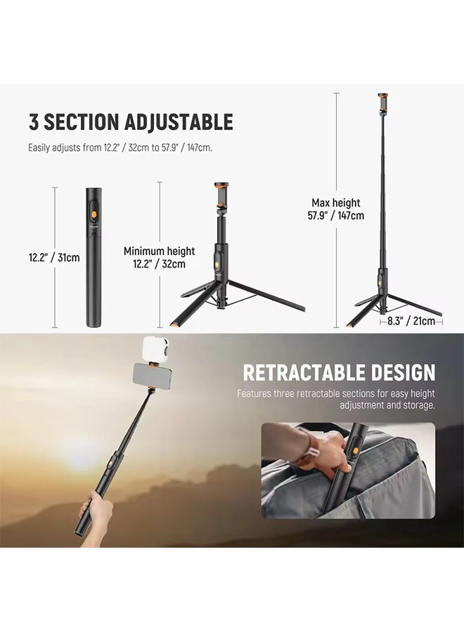 NEEWER PA992 Quick Release Selfie Stick Tripod For Smartphone One Button Quick Release Portable Selfie Stick Height Adjustment - Image 4