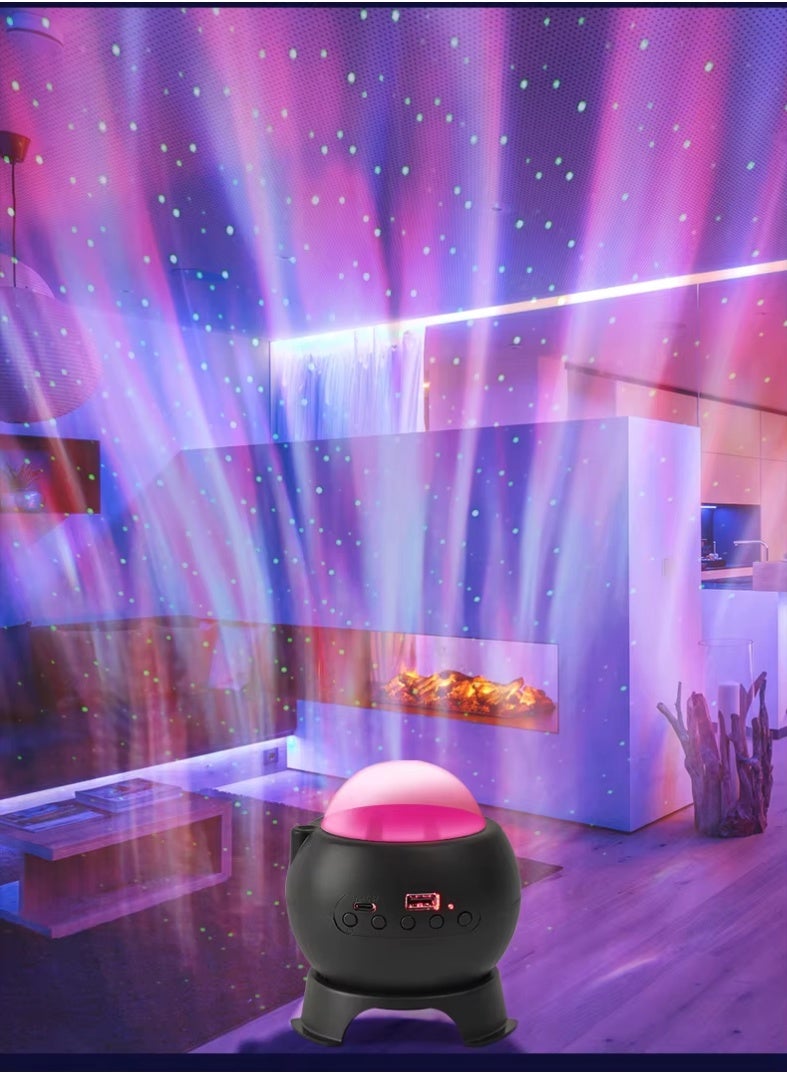 مودي جهاز عرض مكبر صوت بلوتوث Northern Lights - ضوء أورورا بسبعة ألوان، مصباح ليلي مرصع بالنجوم، مشغل موسيقى لاسلكي مع جهاز تحكم عن بعد ومؤقت، قابل لإعادة الشحن بقوة 2400 مللي أمبير في الساعة، أجواء RGBW لغرفة النوم والمنزل - Image 3