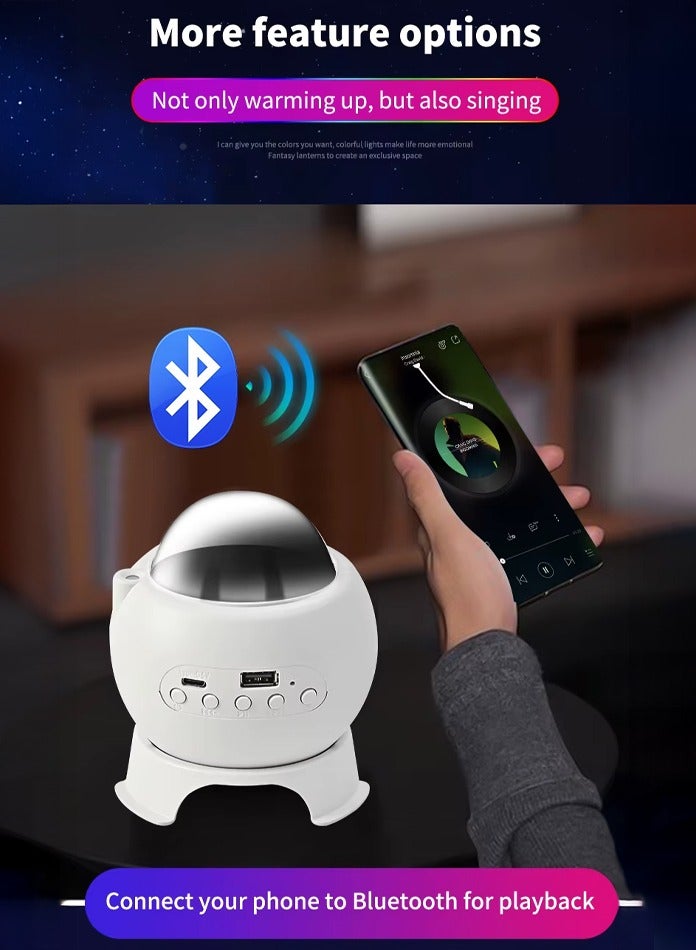 مودي جهاز عرض مكبر صوت بلوتوث Northern Lights - ضوء أورورا بسبعة ألوان، مصباح ليلي مرصع بالنجوم، مشغل موسيقى لاسلكي مع جهاز تحكم عن بعد ومؤقت، قابل لإعادة الشحن بقوة 2400 مللي أمبير في الساعة، أجواء RGBW لغرفة النوم والمنزل - Image 5