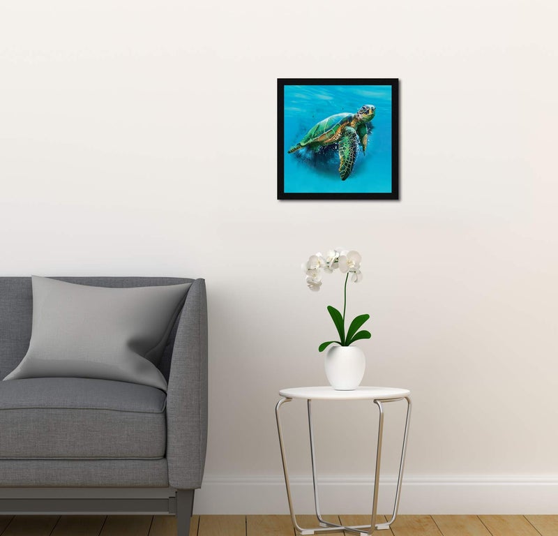 ArtX Paper Lucky Sea Turtle Wall Art Painting, Multicolor, Animal, 13X13 in, Set of 1 - Image 3