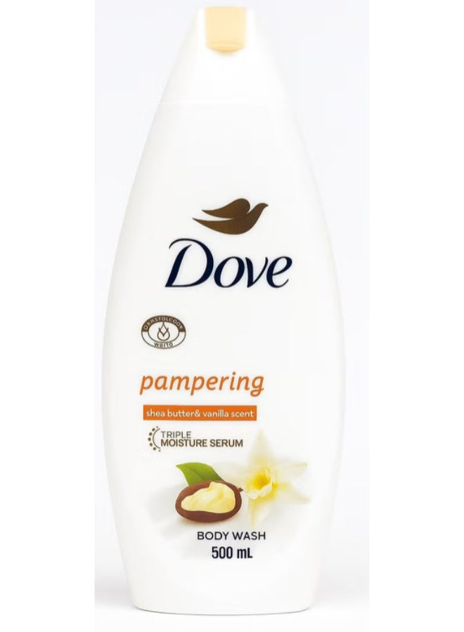 Dove Pampering Shea Butter & Vanilla Scent Body Wash 500ml – Moisturizing & Nourishing Shower Gel for Soft, Smooth & Fresh-Looking Skin | Gentle Daily Body Cleanser for Men & Women