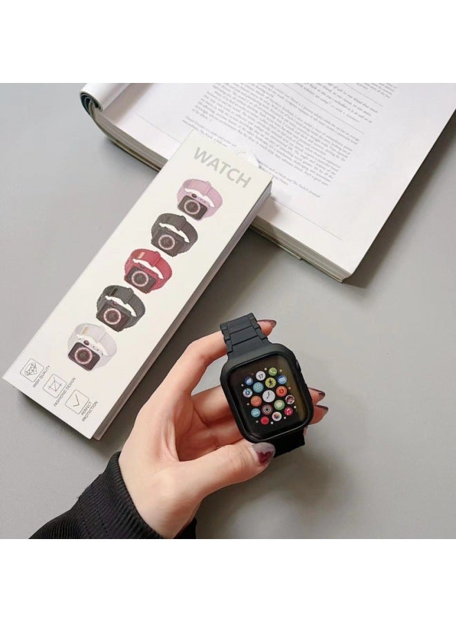 Loquat For Iwatch Strap Silicone Ultra Strap For Apple49mSE8 For Apple Watch Case Suit-Color:Black-Dimensions:42mm  - Image 1