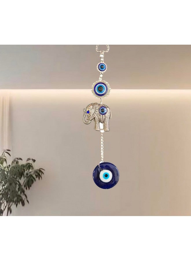DT DECTONE Turkish Evil Eye Cute Elephant Design Hanging for Good Luck Prosperity, Zodiac Success, Health Wealth Evil Eye Charm for Office Home Entrance - Image 3
