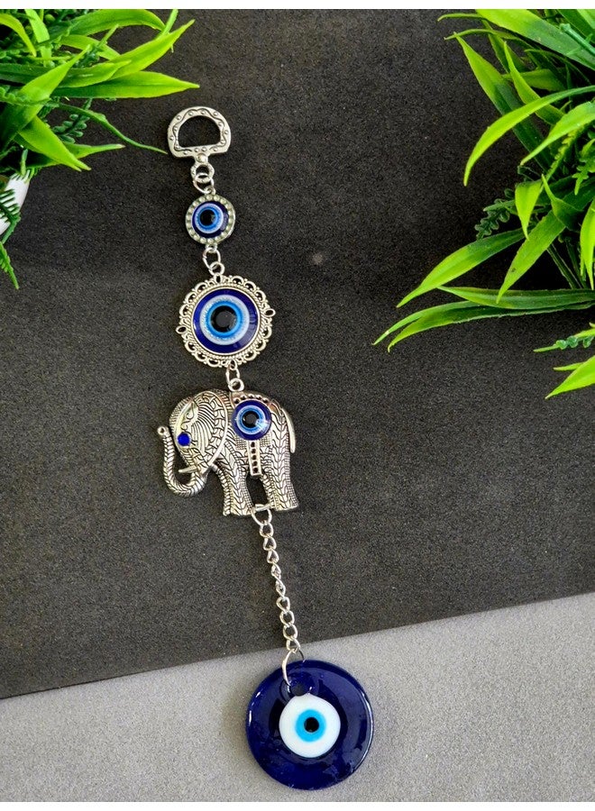 DT DECTONE Turkish Evil Eye Cute Elephant Design Hanging for Good Luck Prosperity, Zodiac Success, Health Wealth Evil Eye Charm for Office Home Entrance - Image 1