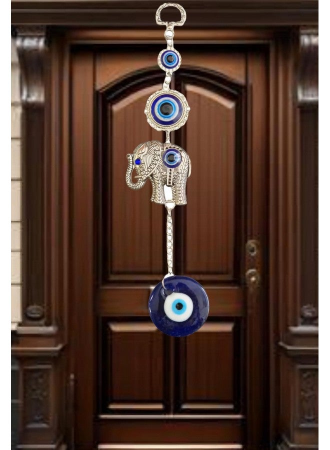 DT DECTONE Turkish Evil Eye Cute Elephant Design Hanging for Good Luck Prosperity, Zodiac Success, Health Wealth Evil Eye Charm for Office Home Entrance - Image 2
