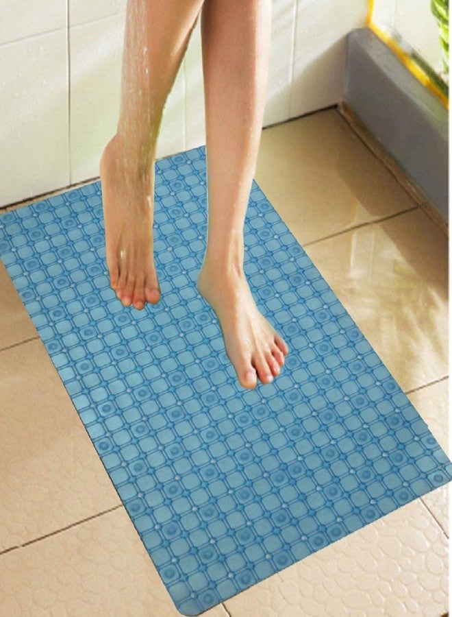 Kuber Industries Checkered Design PVC Non Slip Bath Mat with Suction Cups 27"x14.5" (Sky Blue)-CTKTC14462 - Image 1