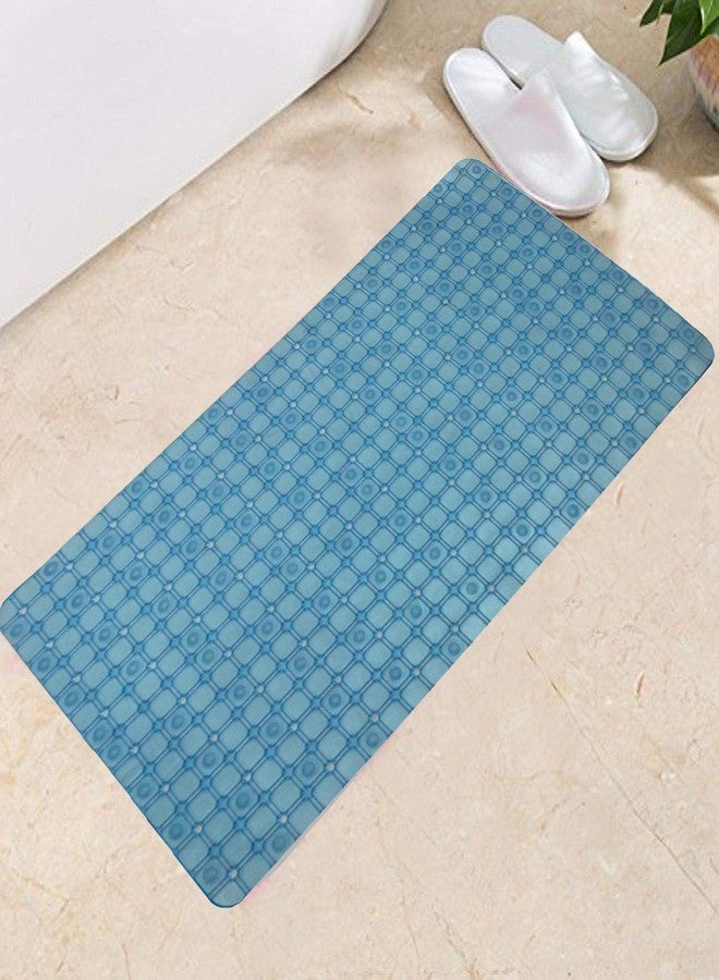 Kuber Industries Checkered Design PVC Non Slip Bath Mat with Suction Cups 27"x14.5" (Sky Blue)-CTKTC14462 - Image 4