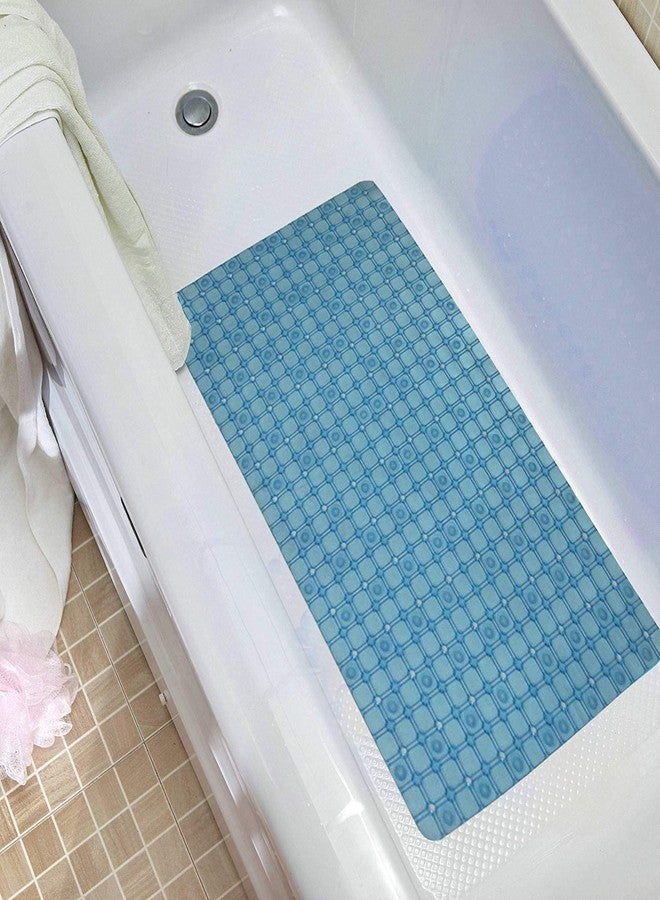 Kuber Industries Checkered Design PVC Non Slip Bath Mat with Suction Cups 27"x14.5" (Sky Blue)-CTKTC14462 - Image 3