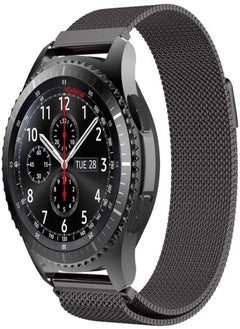 Bikson Stainless Steel Loop Strap Wrist Band For Smart Watch Samsung Galaxy Watch 46mm / Huawei GT2 / Gear S3 Frontier and Classic/Honor Magic 2 / Fossil - 22mm - Space Black 